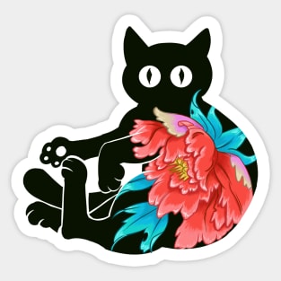 Flower Japan Cat Sticker